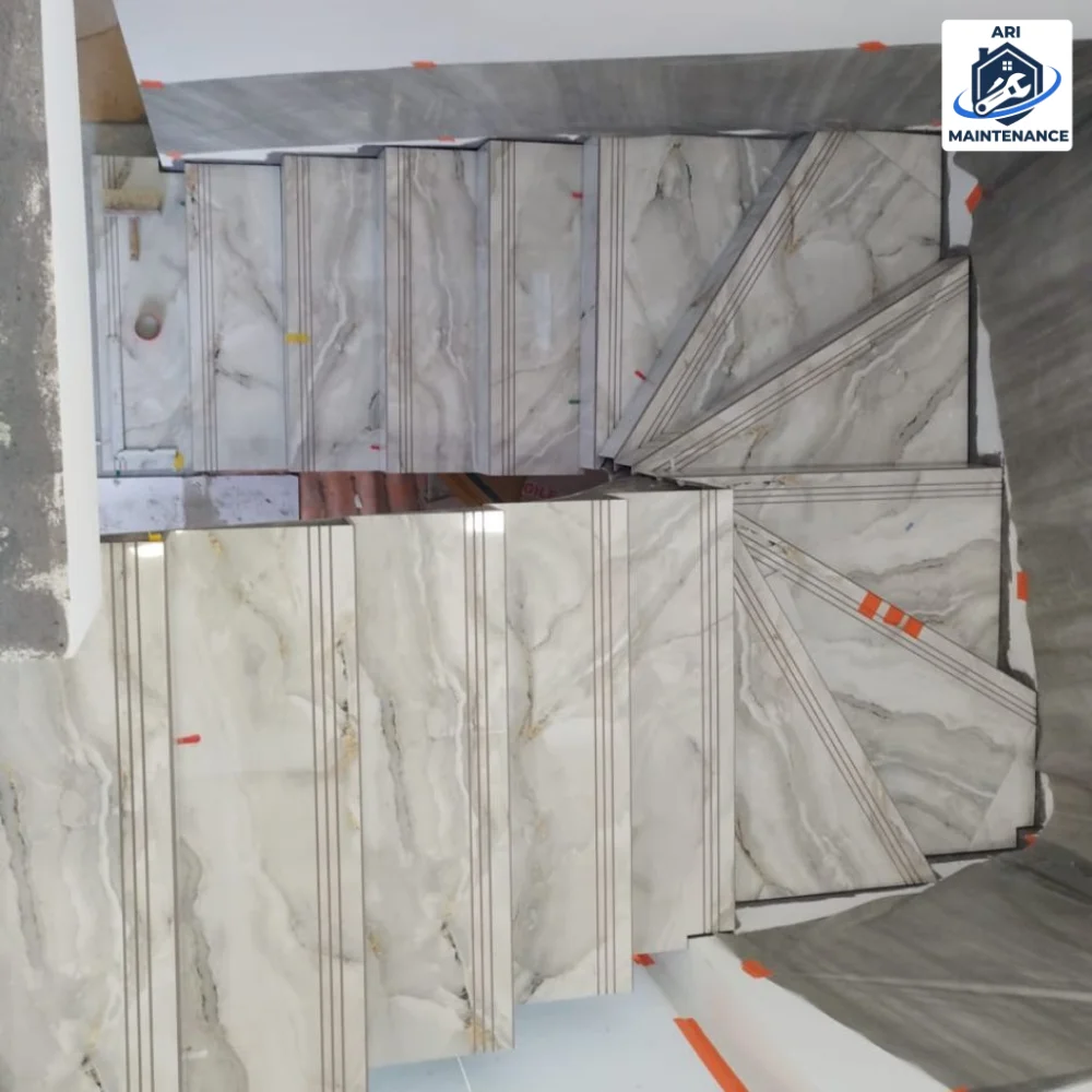 Marble flooring slabs in storage
